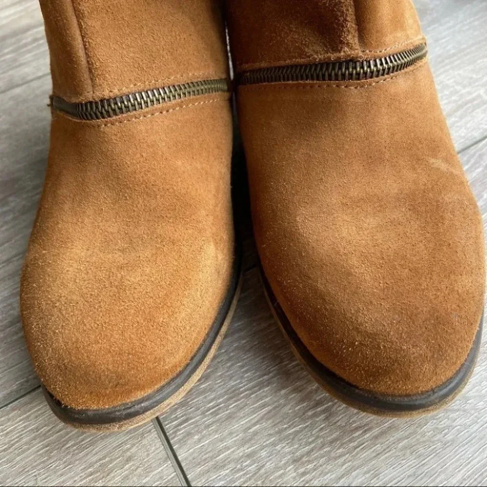Suede Leather Zipper Western Ankle Boots Made in Portugal